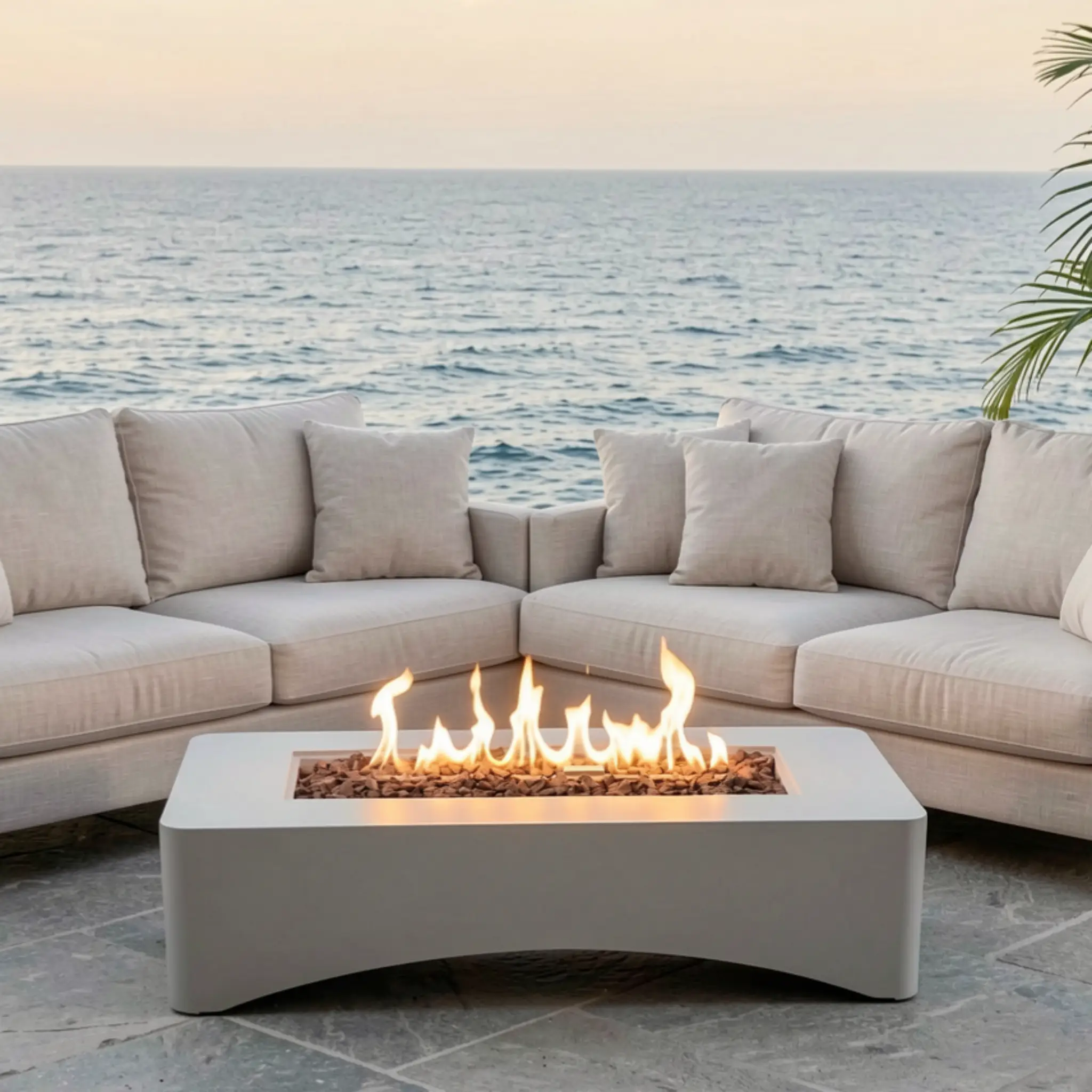56' Propane Fire Pit Table - Rectangular Outdoor Gas Fire Pit by HouseOfZazla