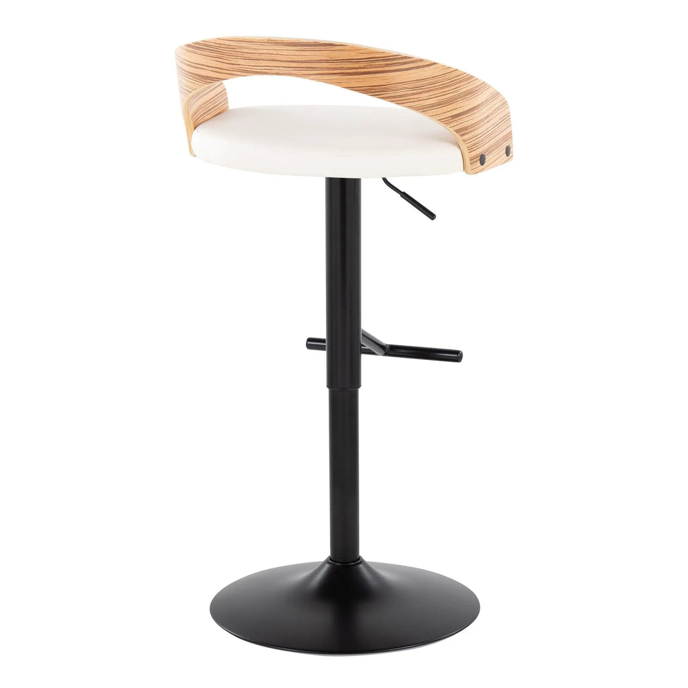 Grotto - Contemporary Adjustable Barstool With Swivel & Straight T Footrest (Set of 2) by HouseOfZazla