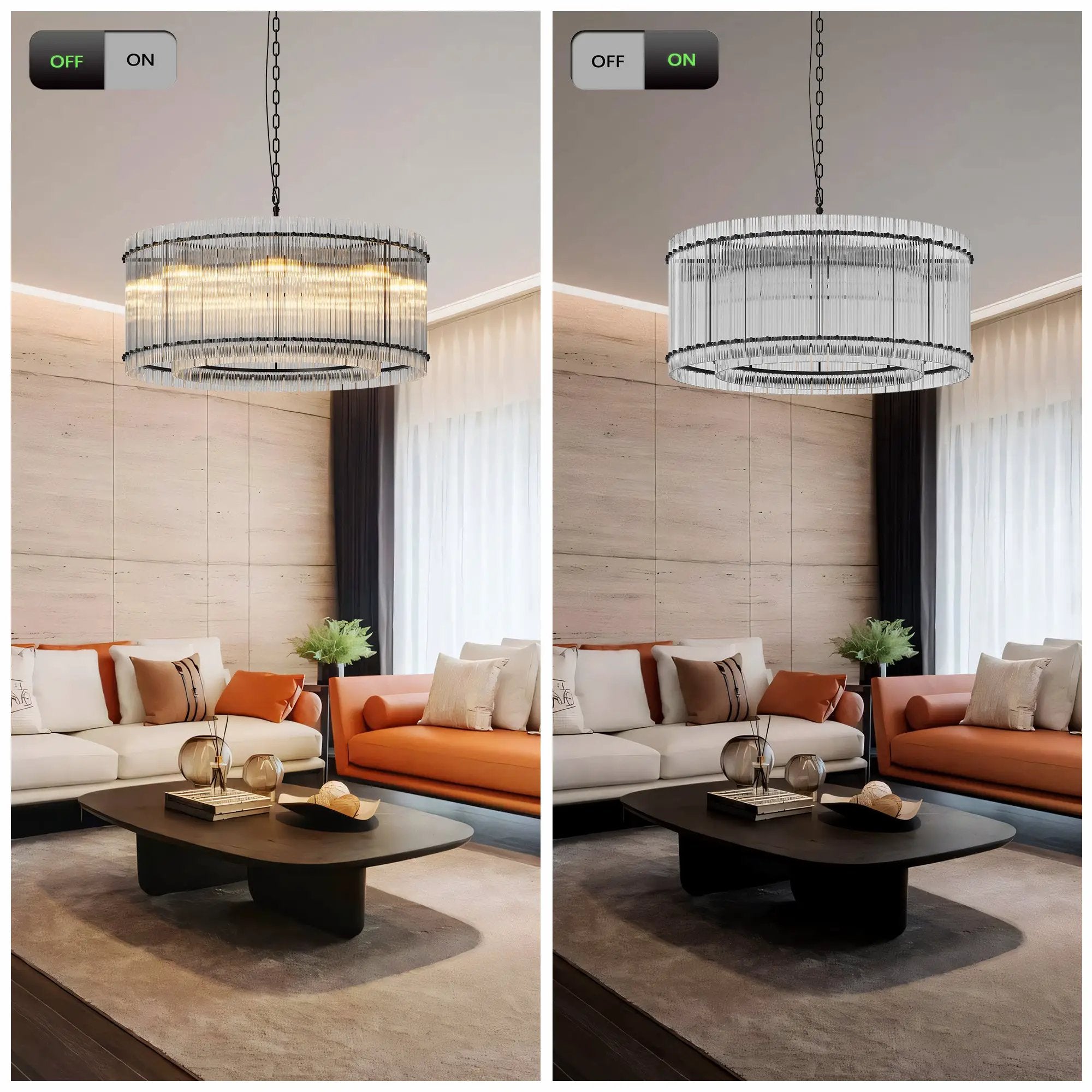 37-Inch Modern Black Round 8-Light Crystal Chandelier by HouseOfZazla