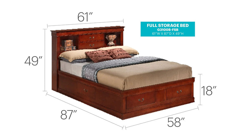 Traditional Style Bookcase Storage Bed by Unique Piece Furniture