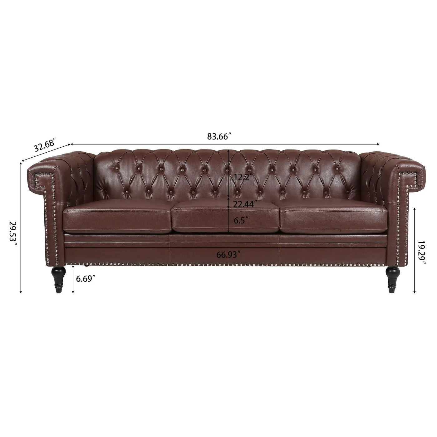 Traditional Square Arm Removable Cushion 3 Seater Sofa by HouseOfZazla