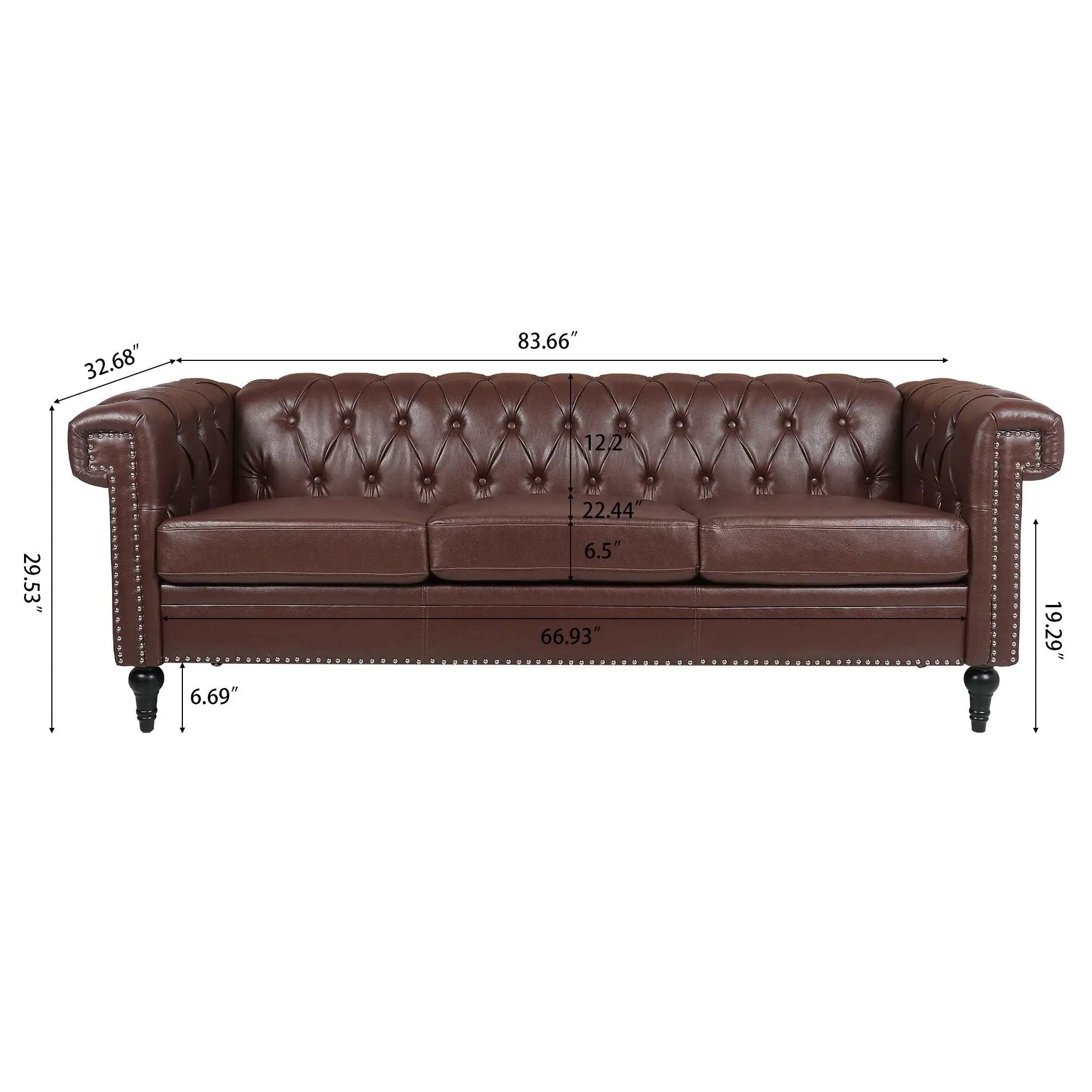 Traditional Square Arm Removable Cushion 3 Seater Sofa by HouseOfZazla