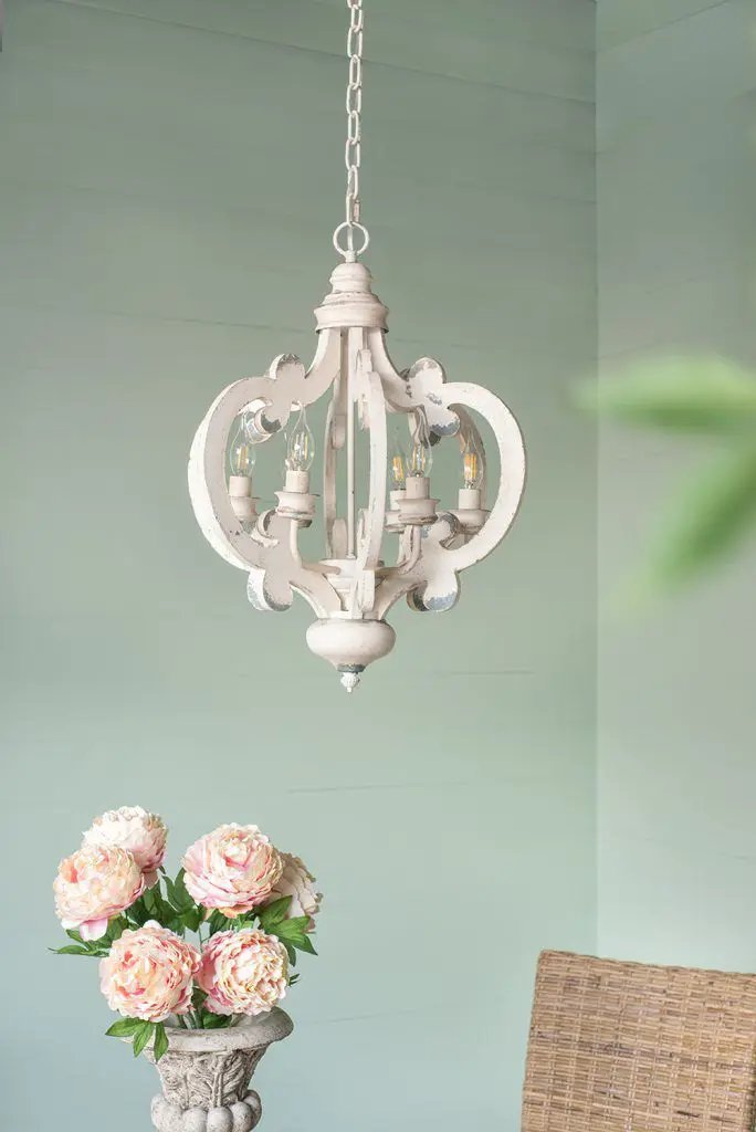 Farmhouse Chandelier, 6 Light Wood Chandelier Pendant Light Fixture With Adjustable Chain For Dining Room Living Room Entryway, Bulb Not Included by HouseOfZazla