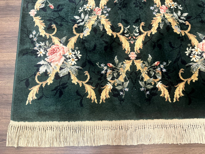 Karastan Garden of Eden Rug 4x6, Green Savonnerie 509/1733, Original Discontinued Vintage Karastan Carpet by Jewel Rugs