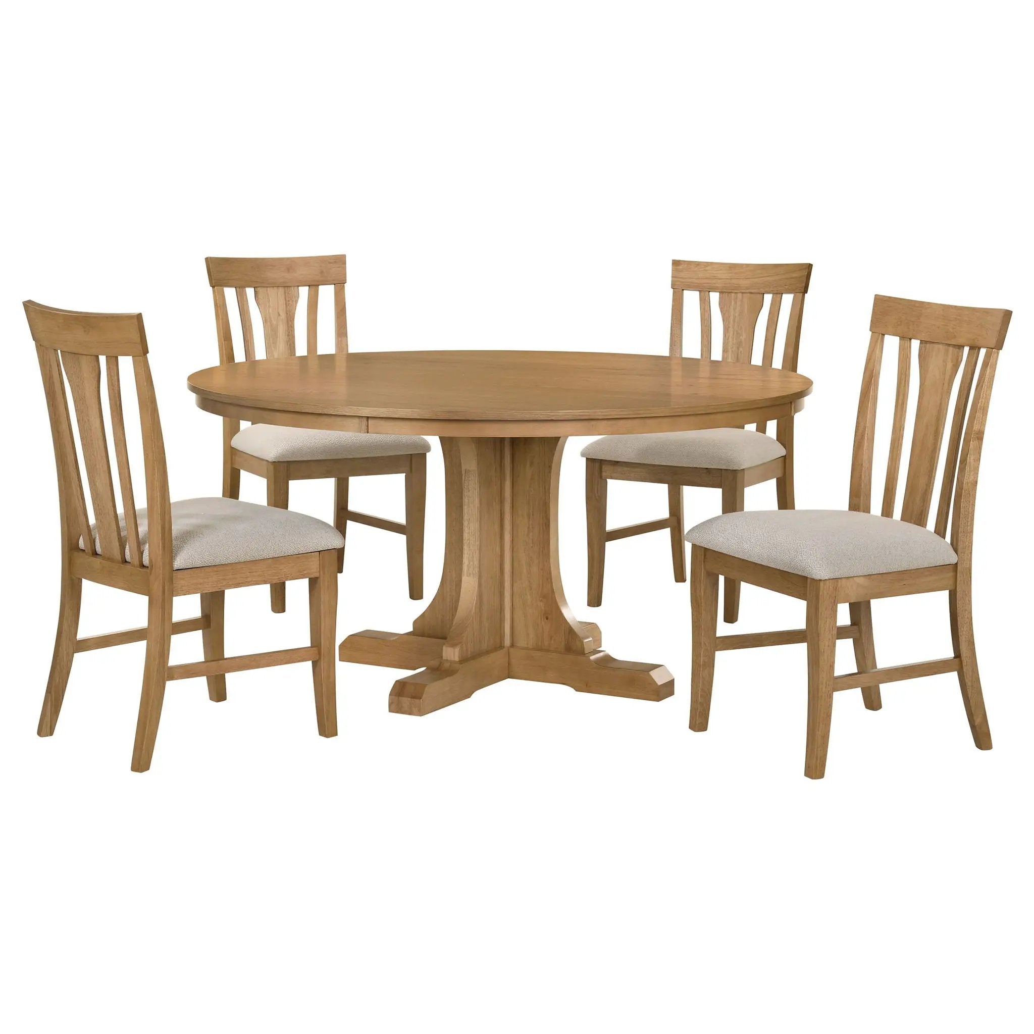 Hartville 5-piece Round Dining Table Set Natural Light Brown by Unique Piece Furniture