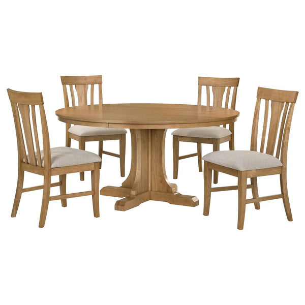 Hartville 5-piece Round Dining Table Set Natural Light Brown, photo 2 of 7