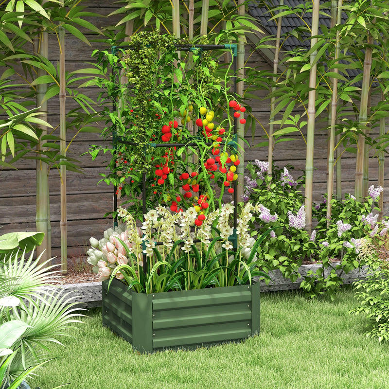 Galvanized Raised Garden Bed with Trellis - Grey Green, photo 8 of 10