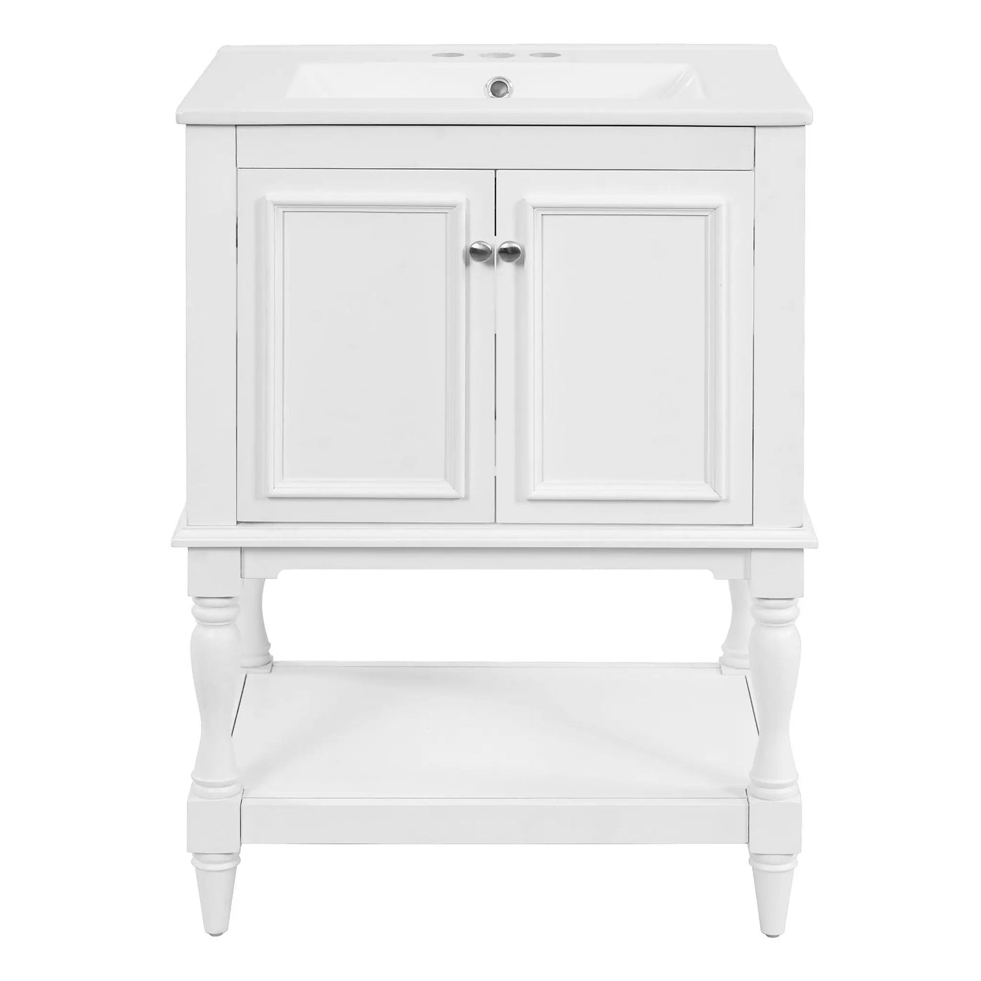 Modern Bathroom Vanity With Sink, Rectangular Cabinet With Open Shelf And Closed Storage by HouseOfZazla