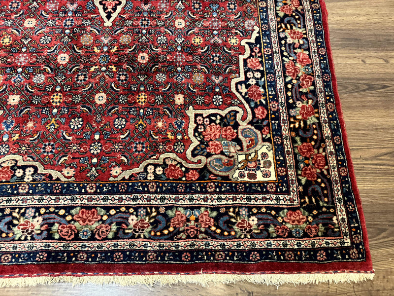 Antique Persian Rug 5x7, Red, Fine 260 KPSI, Bidjar Carpet by Jewel Rugs