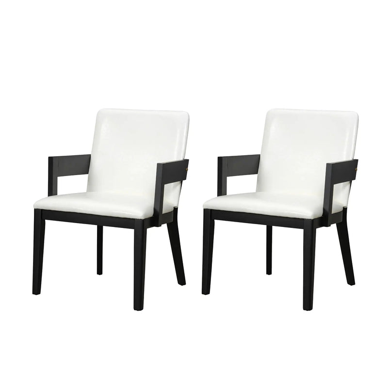 Modern Glossy Dining Chairs (Set of 2), Elegant Upholstery And Ergonomic Design - Black White by HouseOfZazla