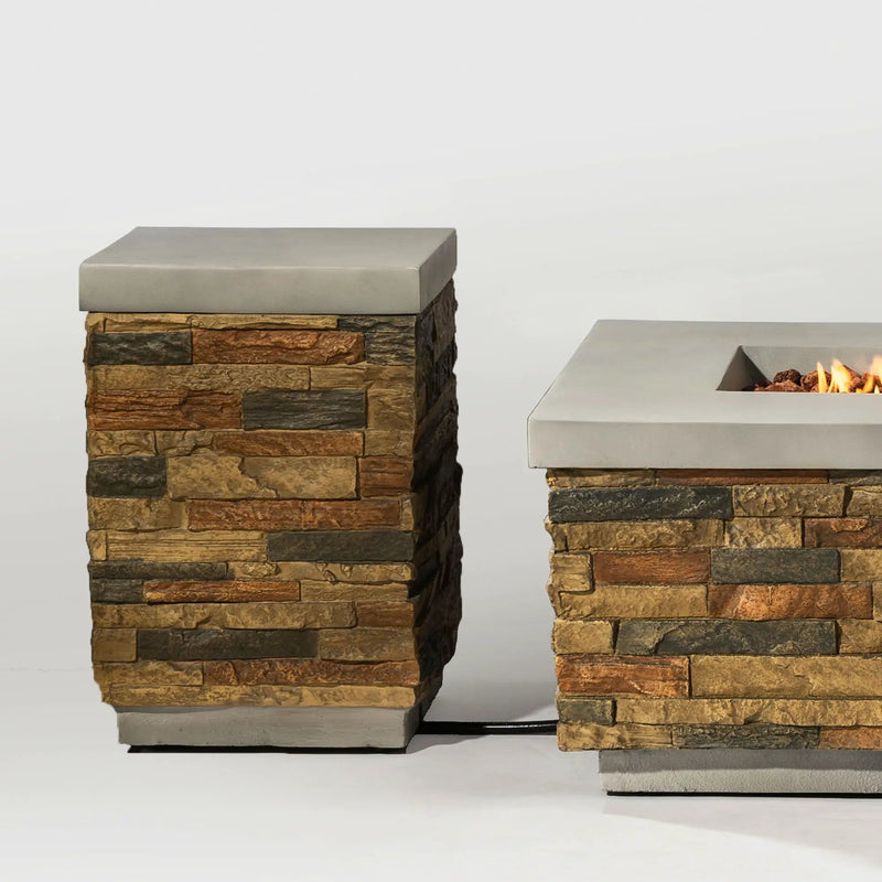 Outdoor Propane Tank Holder Fire Pit Cover Side Table - Sandstone by HouseOfZazla