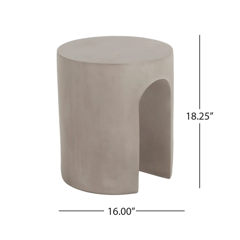 Outdoor MGO Round U-Shape Side Table Light Grey by HouseOfZazla