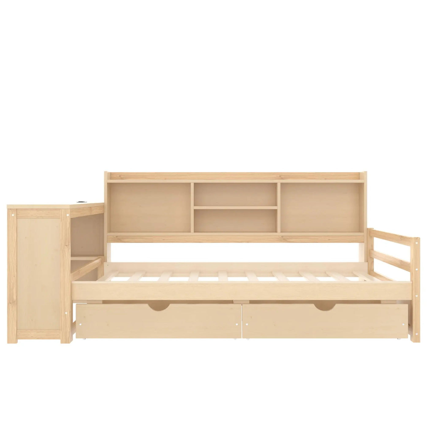 Corner Daybed With Storage Drawers, Desk, Charging Port & Bookcase by HouseOfZazla