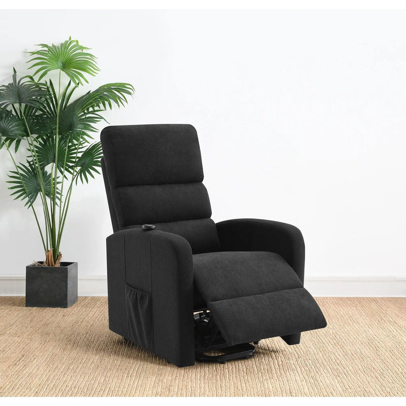 Royston - Upholstered Power Lift Recliner With Remote Comfort - Black by HouseOfZazla