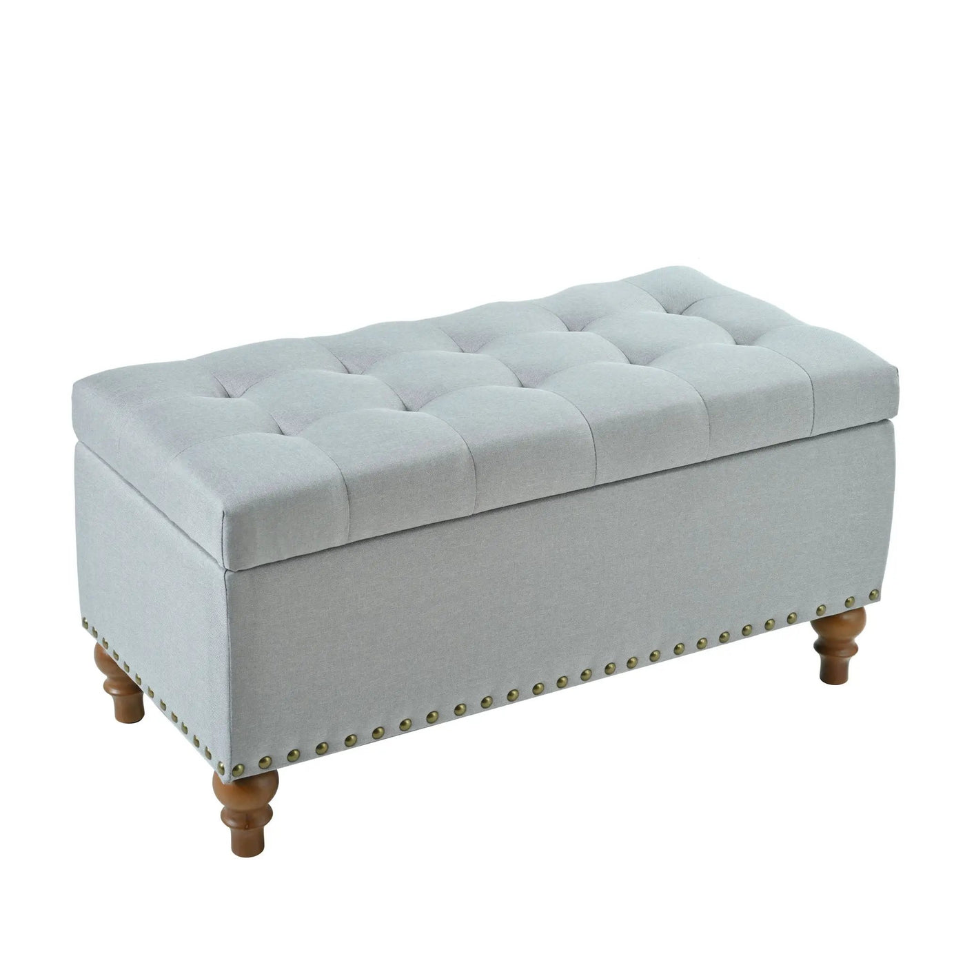Upholstered Ottoman With Storage And Rivet Trim by HouseOfZazla