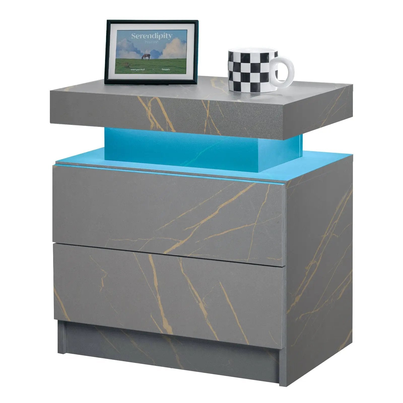 Modern LED Bedside Table with Two Drawers by HouseOfZazla