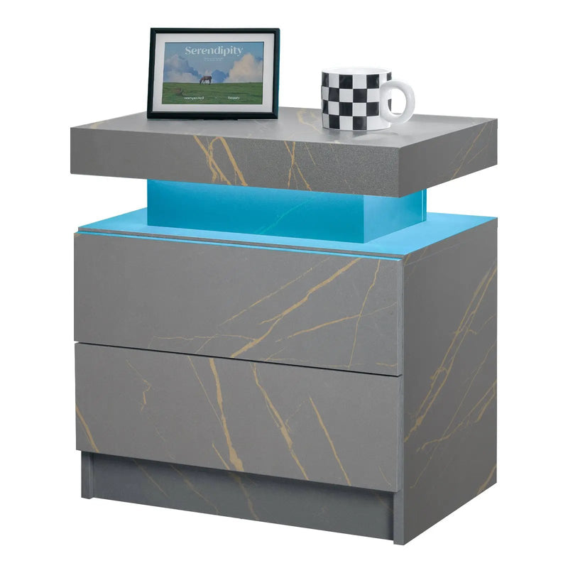 Modern LED Bedside Table with Two Drawers by HouseOfZazla