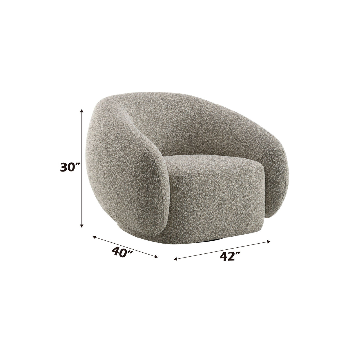 Isabel Swivel Chair with Bouclé Upholstery and Wooden Frame - Light Brown or Beige, photo 5 of 8