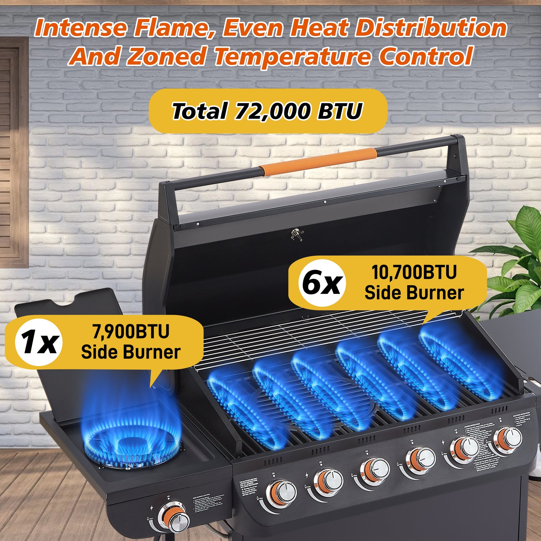 6 Burner BBQ Propane Gas Grill with Side Burner by HouseOfZazla