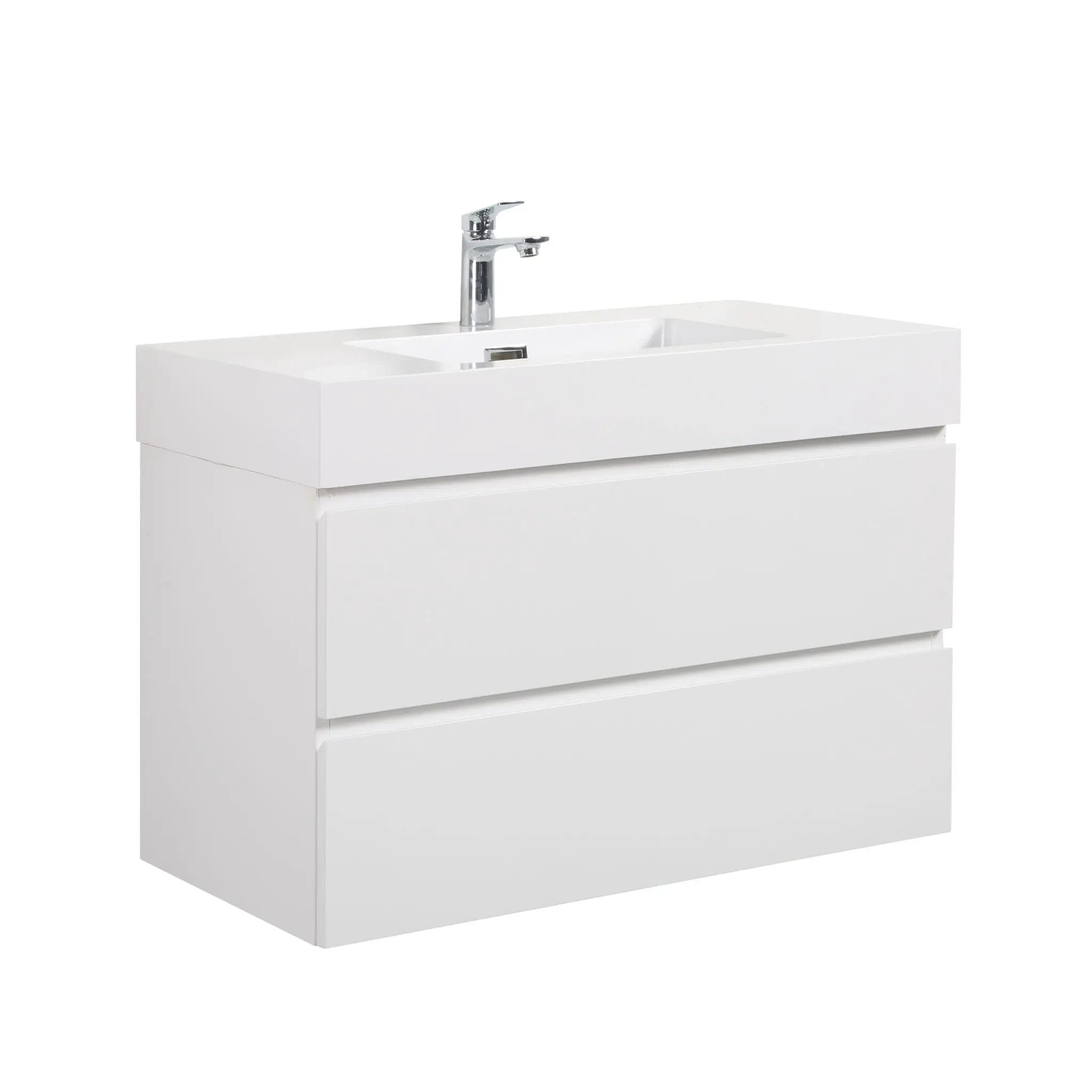 Alice - Bathroom Vanity With Large Storage, Sink Wall Mounted Floating Bathroom Vanity For Modern Bathroom, One-Piece Sink Basin Without Drain And Faucet by Unique Piece Furniture