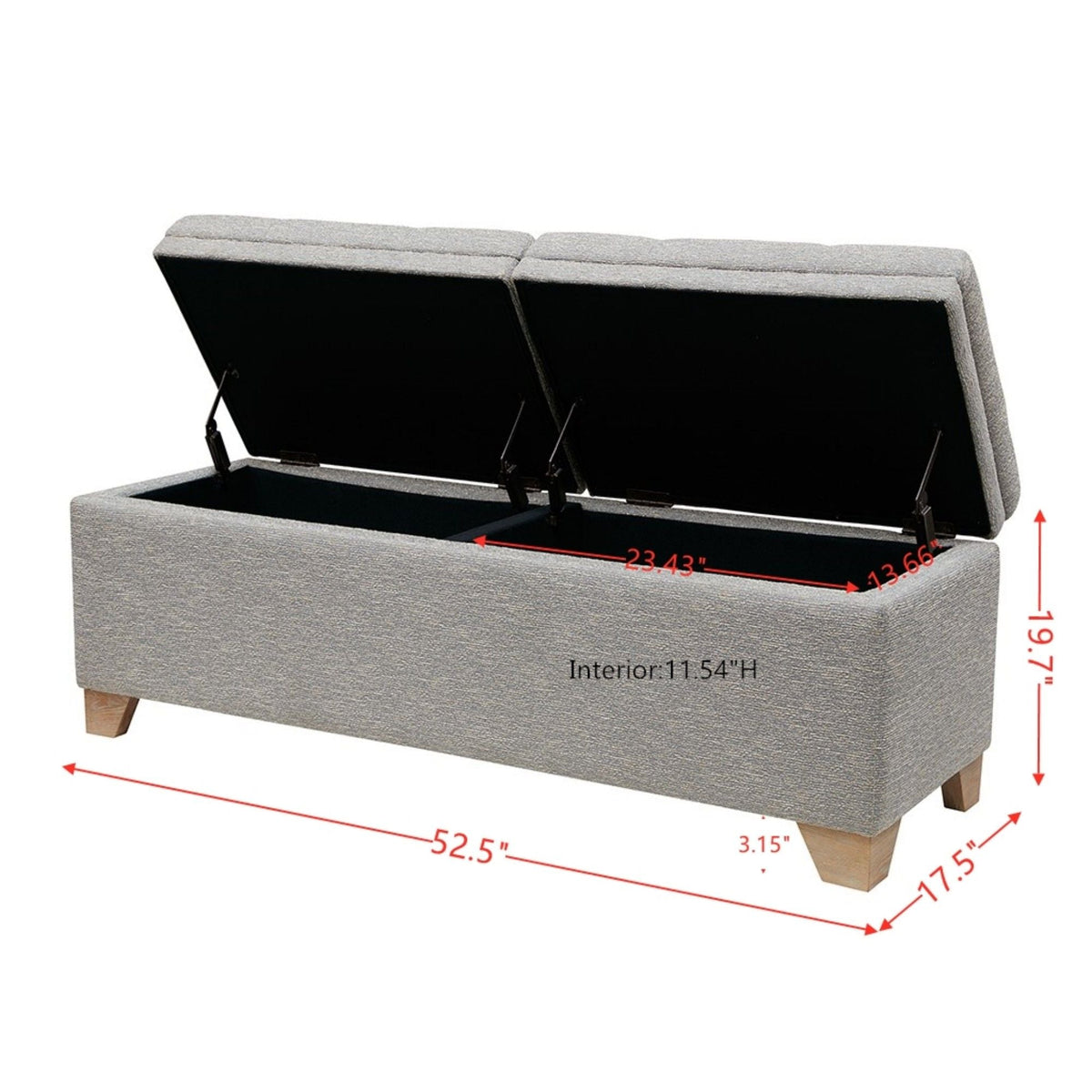Soft Close Upholstered Storage Bench with Split-Top Access - Dark Gray, photo 2 of 5