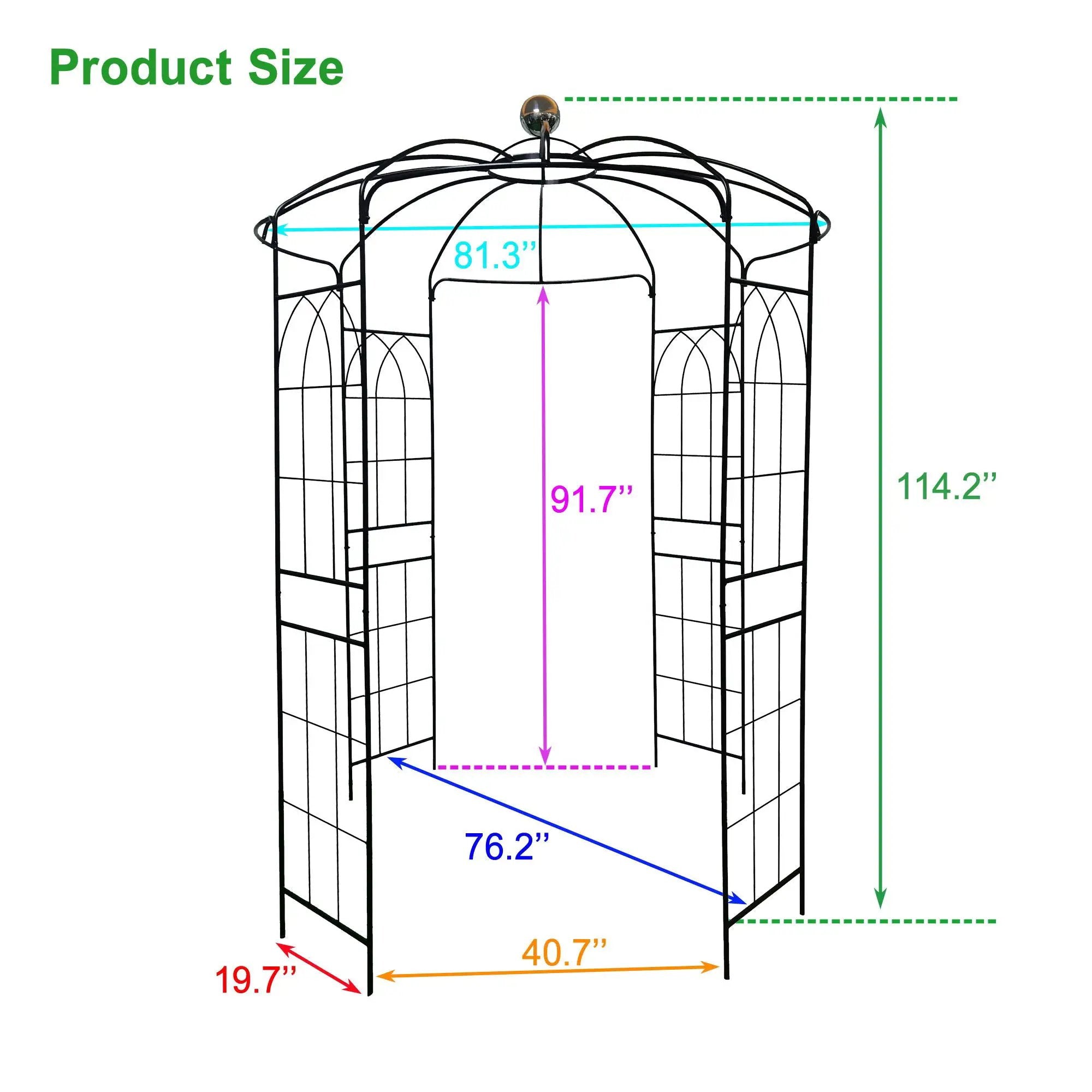 Metal Garden Arch Iron Garden Arbors Gazebo Dia High Birdcage Shape Pergola Pavilion For Wedding Ceremony by HouseOfZazla
