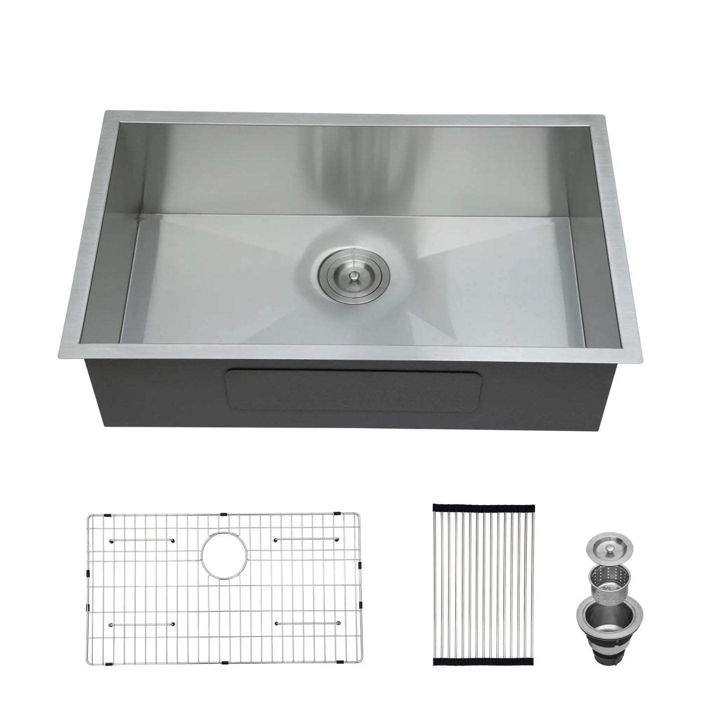 Modern Undermount Stainless Steel Kitchen Sink 16 Gauge, Deep Single Bowl by HouseOfZazla