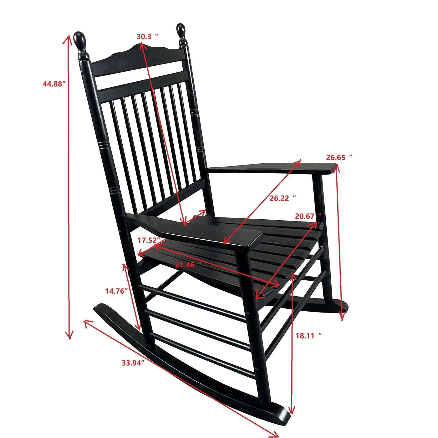 Balcony Porch Adult Rocking Chair - Wood by HouseOfZazla