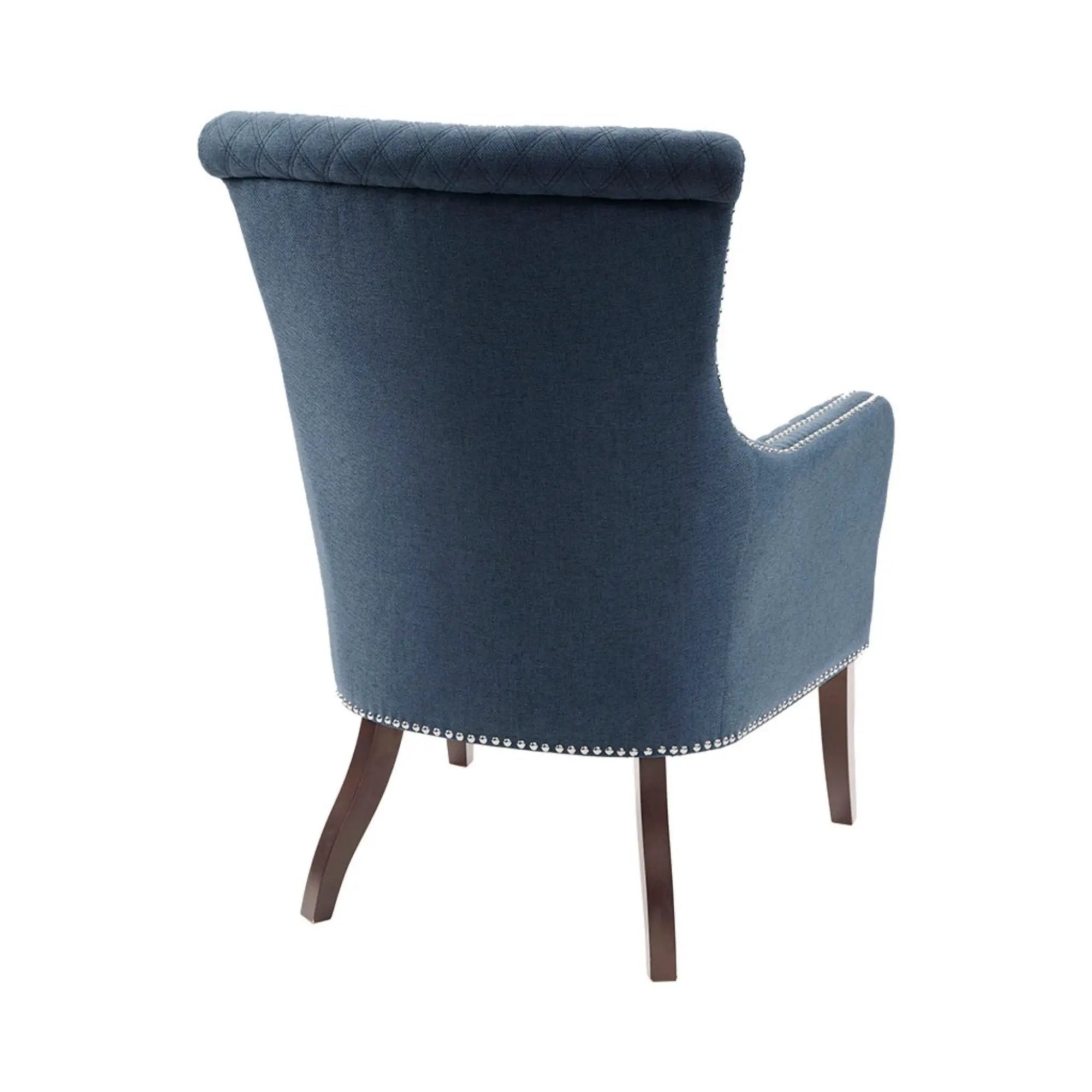 Accent Chair With Quilted Back And Silver Studs - Dark Blue by Unique Piece Furniture