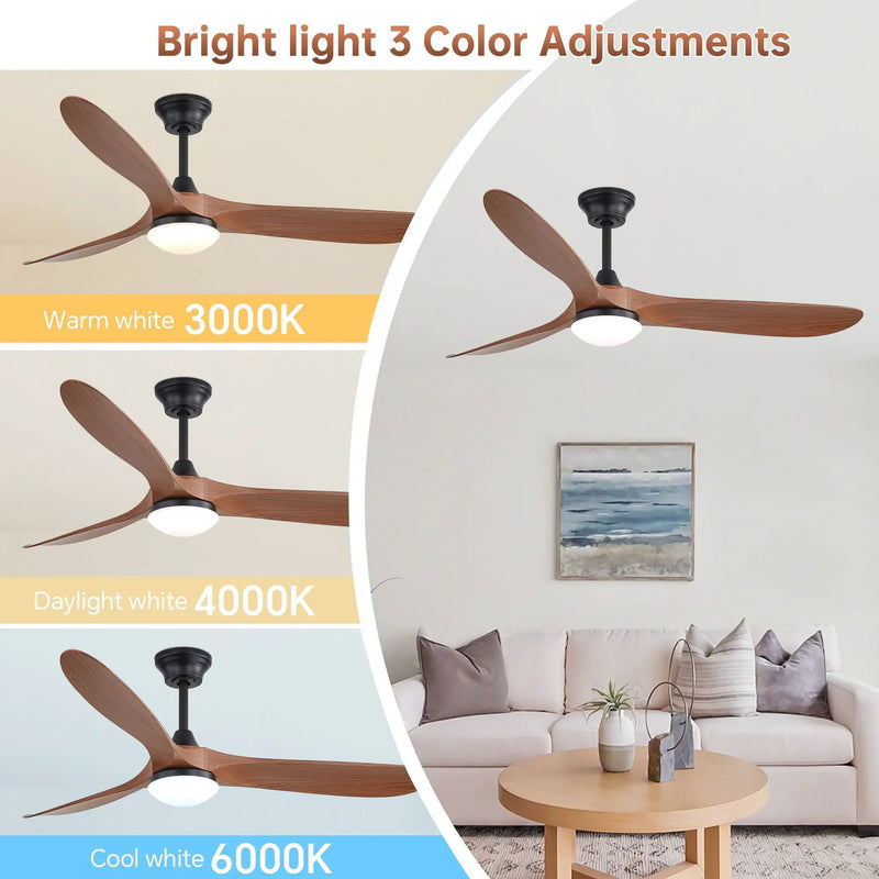 Smart Ceiling Fan With Lights, 3 Blades, Reversible Quiet DC Motor For Indoor by Unique Piece Furniture