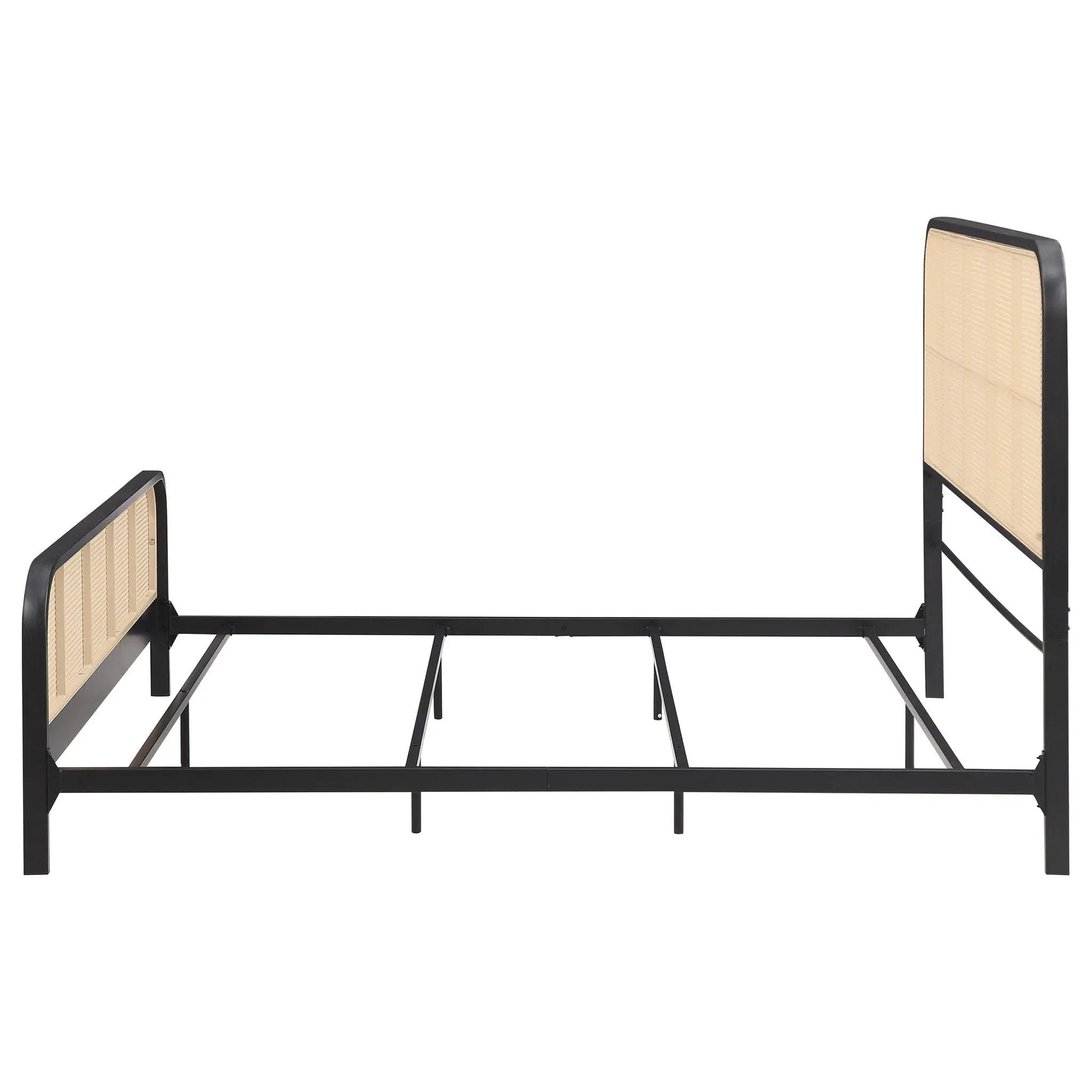 Lanewood Open Cane Webbing Metal Eastern King Bed Black by Unique Piece Furniture