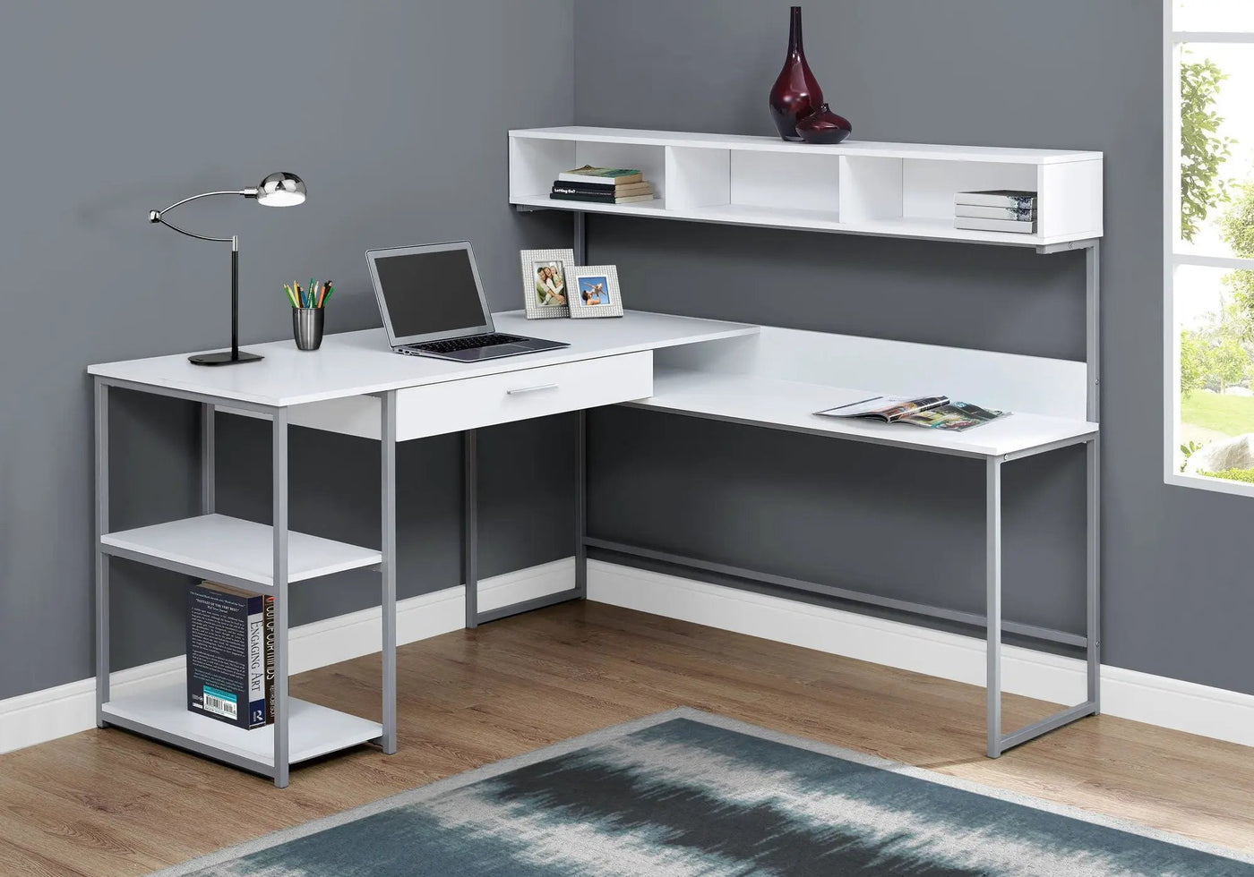 L-Shaped Corner Computer Desk with Storage Drawers by HouseOfZazla