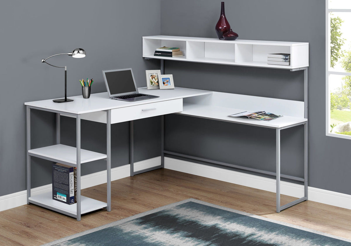 L-Shaped Corner Computer Desk with Storage Drawers - Modern Metal & Wood, photo 5 of 12