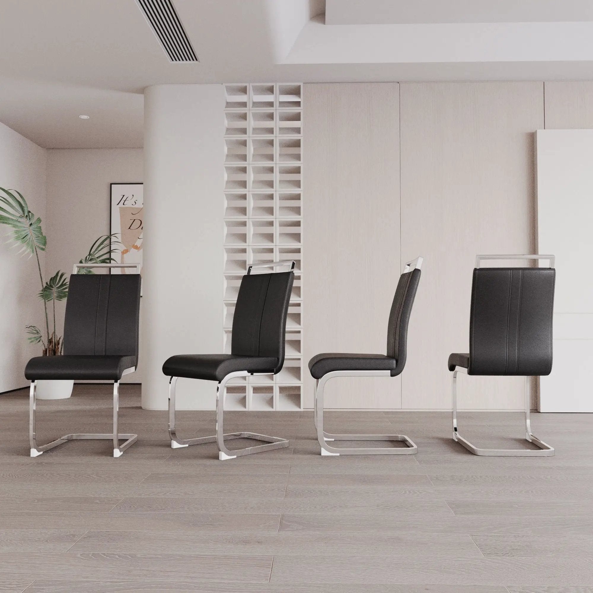 Modern Dining Chairs With Padded Seat, High Back