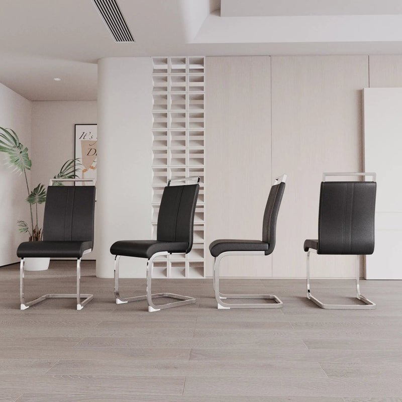 Modern Dining Chairs With Padded Seat, High Back