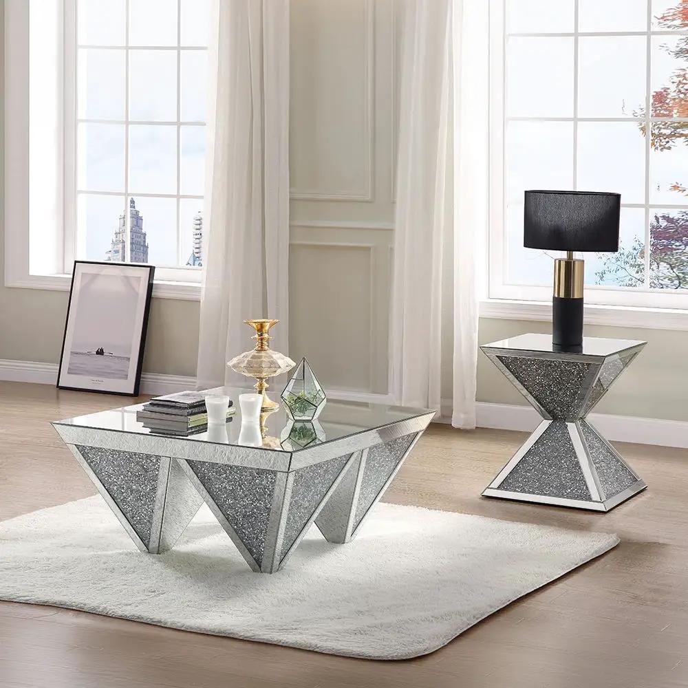 Noralie - End Table With Faux Diamonds - Mirrored by Unique Piece Furniture