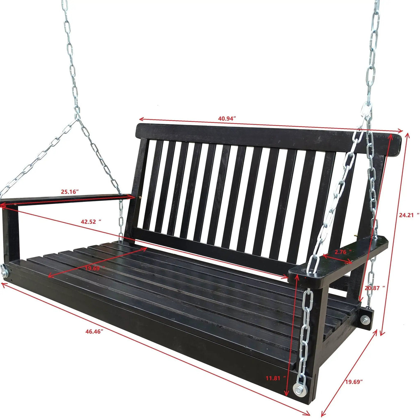 Front Porch Swing With Armrests For Outdoor Patio, Garden Yard, Backyard Or Sunroom by HouseOfZazla