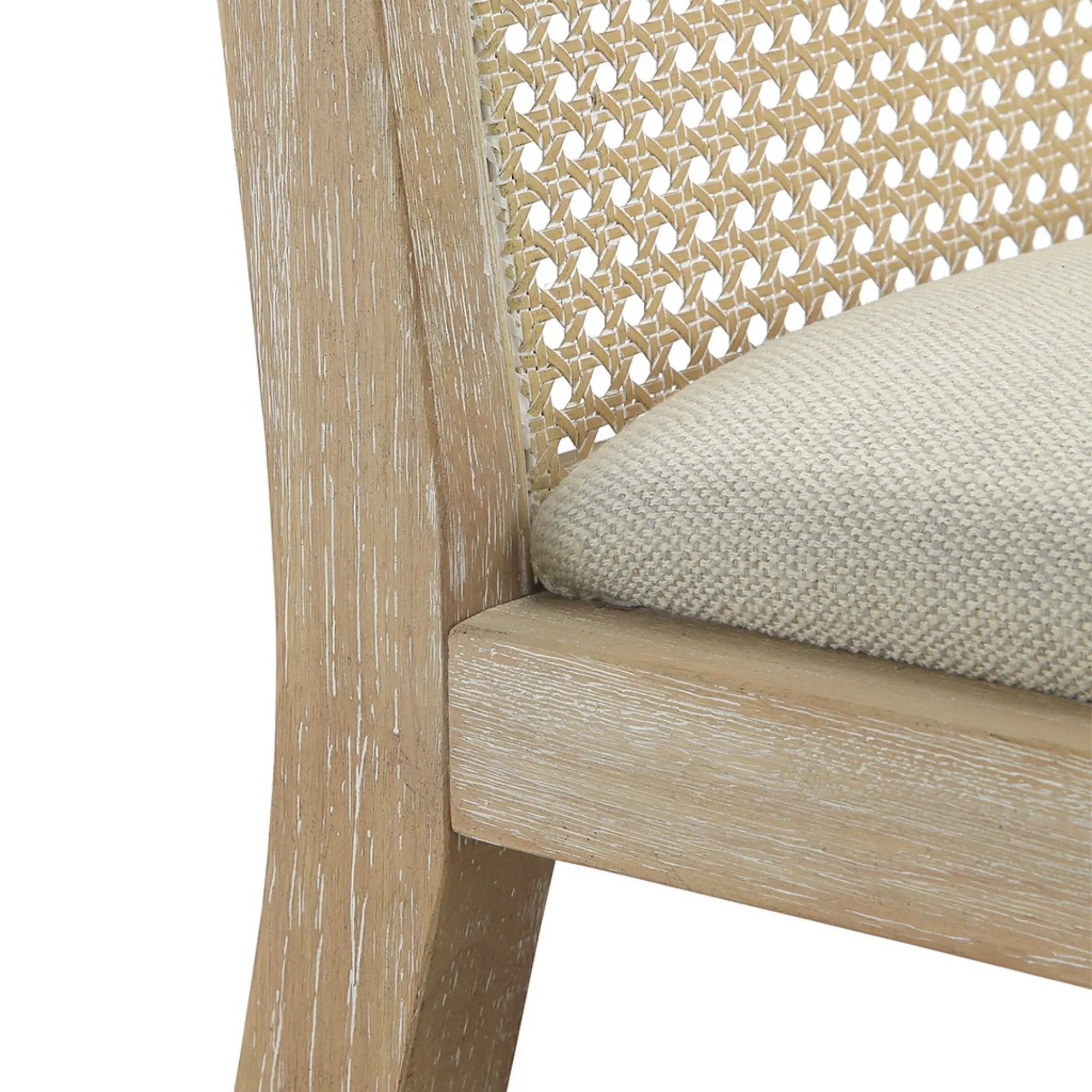 Dining Chair With Synthetic Cane Back And Upholstered Seat (Set of 2) - Natural by HouseOfZazla