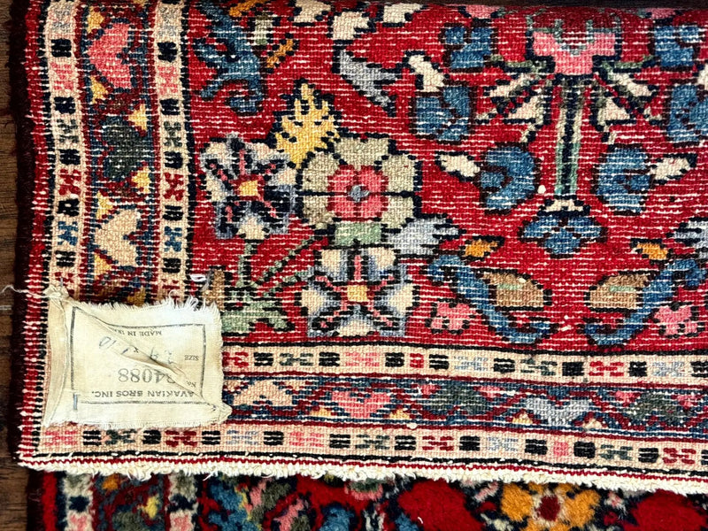 Small Persian Tribal Rug 2x3, Red Colorful Small Hamadan Carpet, Antique Persian Rug by Jewel Rugs