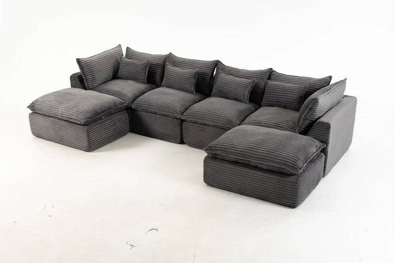 129.8" Width Cloud Couch Oversized Modular Sectional Sofa by HouseOfZazla