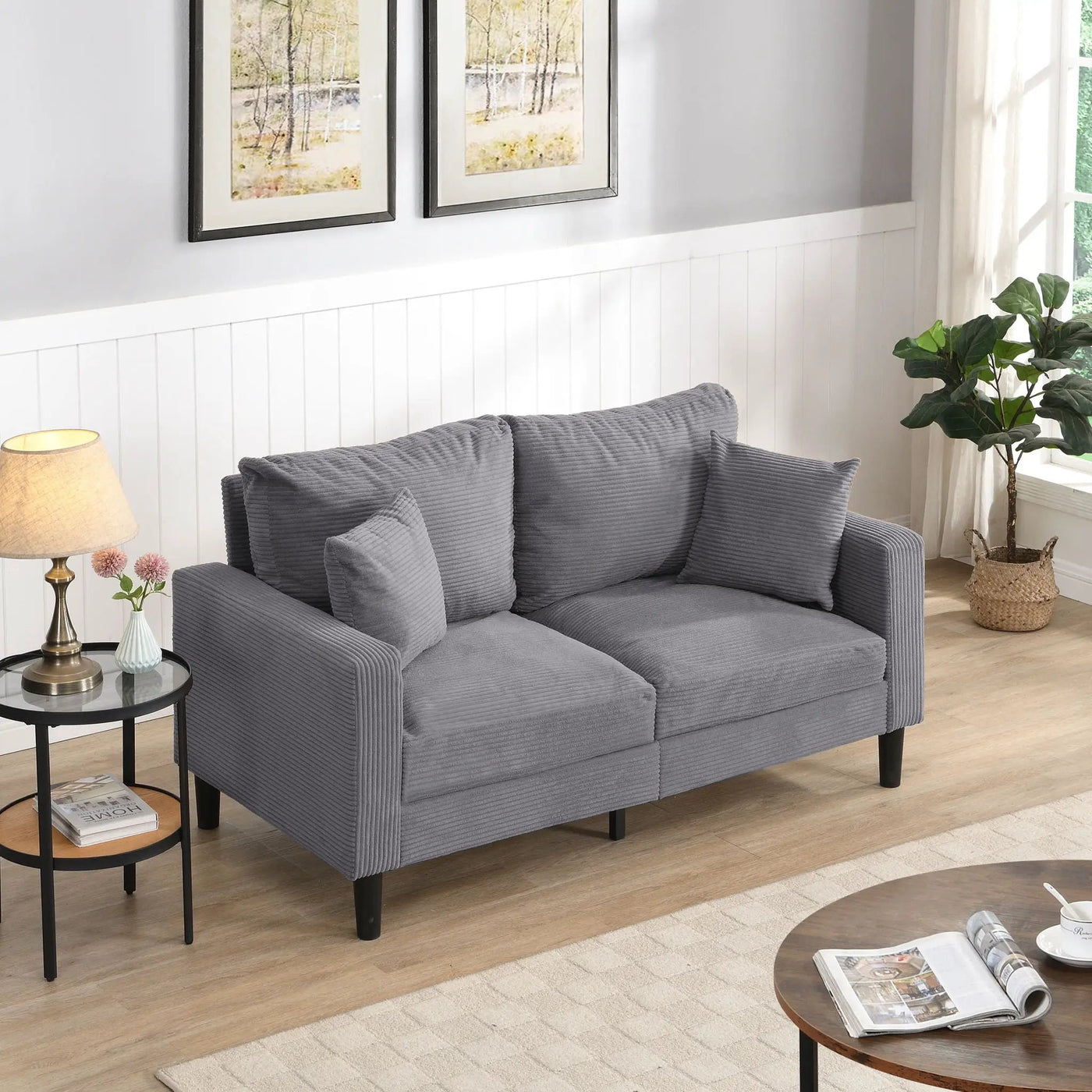High Resilience Loveseat Sofa With Wooden Frame by HouseOfZazla