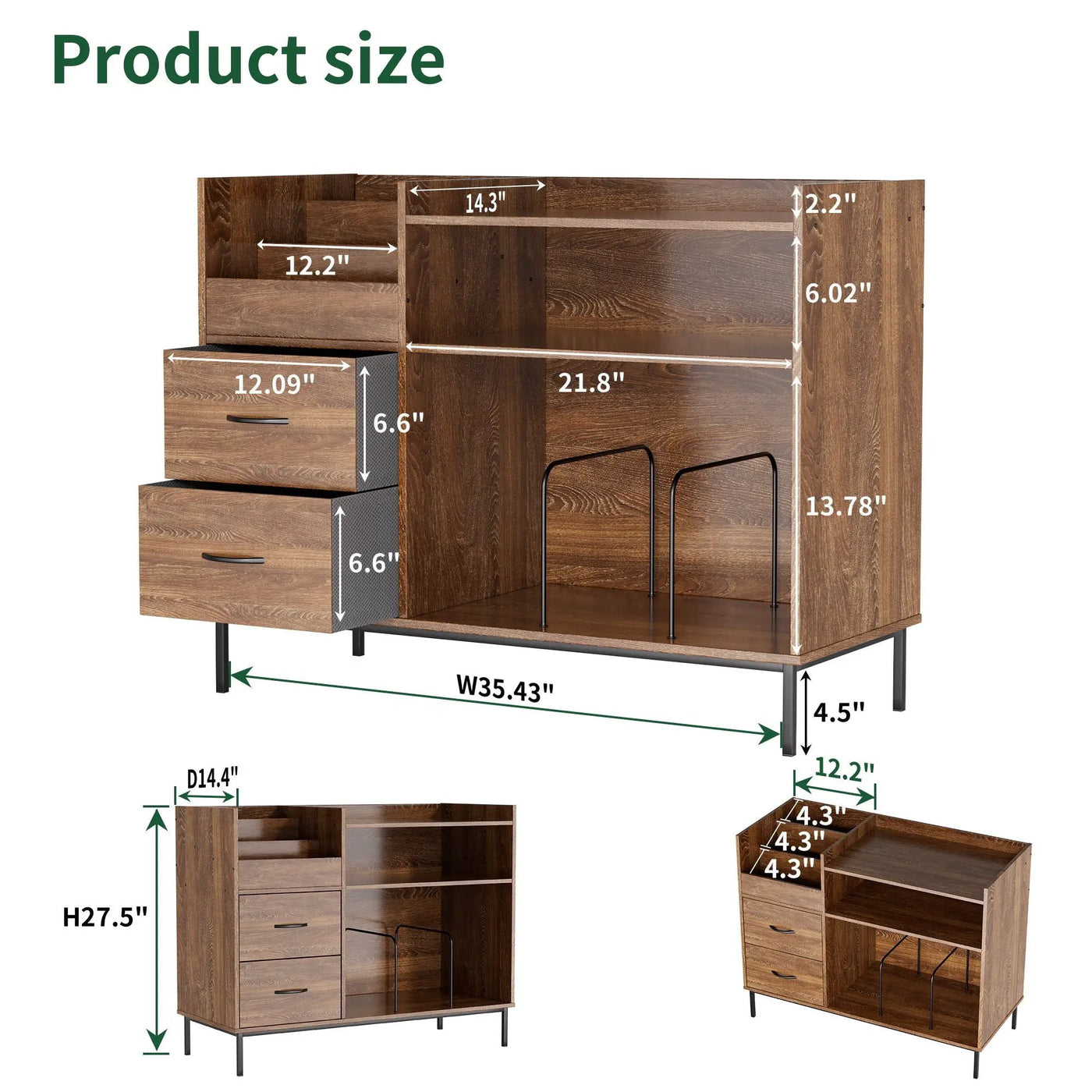 Eco-Friendly Vinyl Record Player Stand With Flip-Top Storage, Media Console With Dual Outlets And Dustproof Drawers by HouseOfZazla