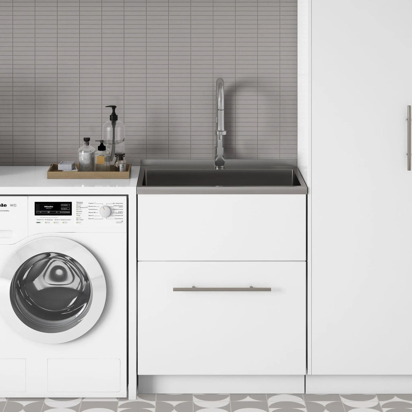 Metro - Laundry Cabinet & Faucet And Stainless Steel Sink by HouseOfZazla