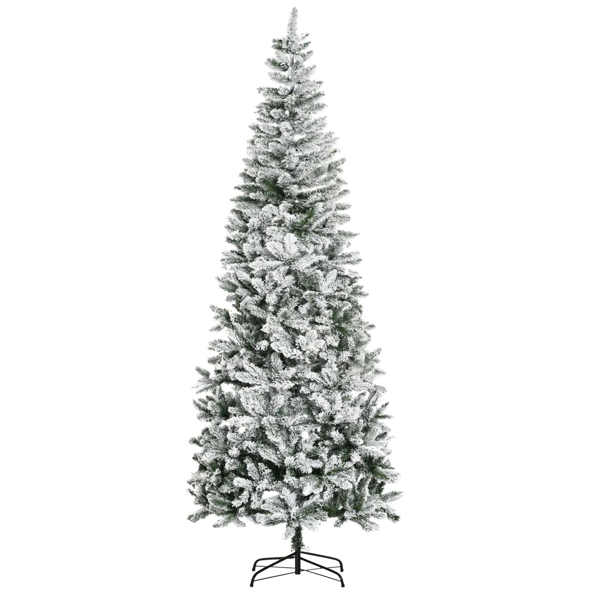HOMCOM 9ft Unlit Snow-Flocked Slim Pine Artificial Christmas Tree by HouseOfZazla