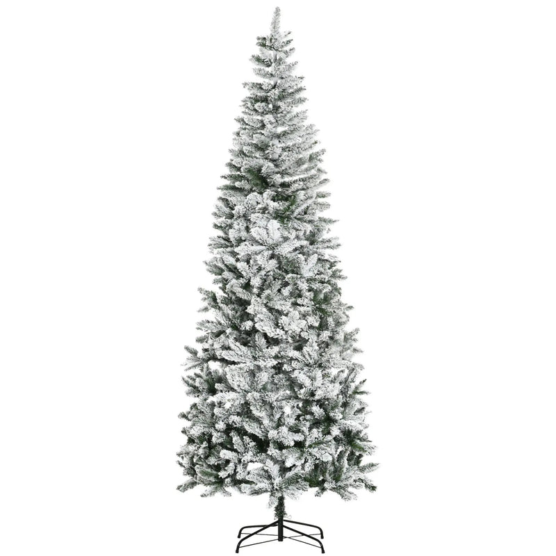HOMCOM 9ft Unlit Snow-Flocked Slim Pine Artificial Christmas Tree by HouseOfZazla