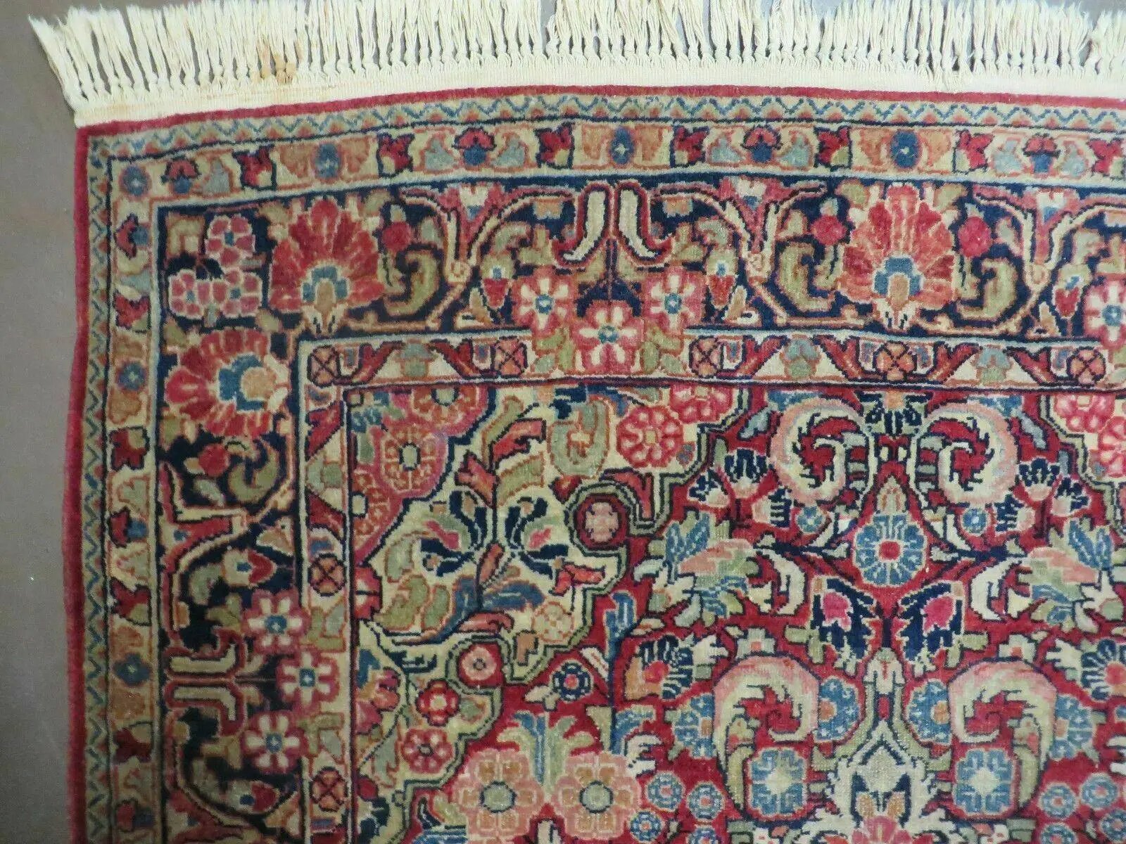 Persian Sarouk Rug 4.6 x 5, Red, Semi Antique, Floral by Jewel Rugs