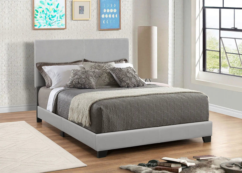 Dorian Faux Leather Upholstered Queen Panel Bed Grey by Unique Piece Furniture
