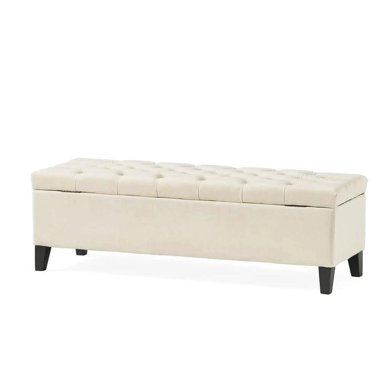 Button Tufted and Diamond Stitched Storage Ottoman by HouseOfZazla