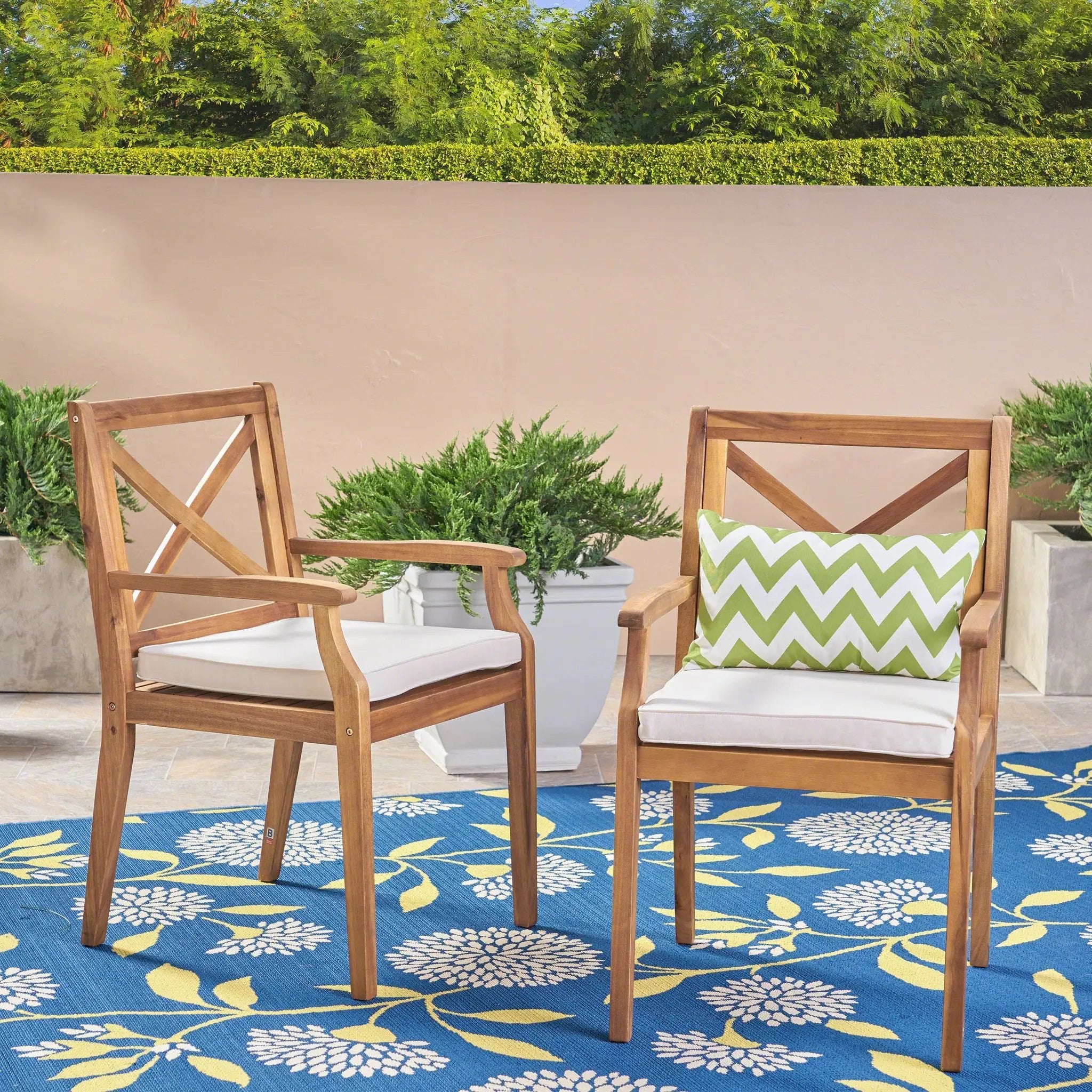 Perla Dining Chair 2-Piece Set with Cream Cushions by HouseOfZazla
