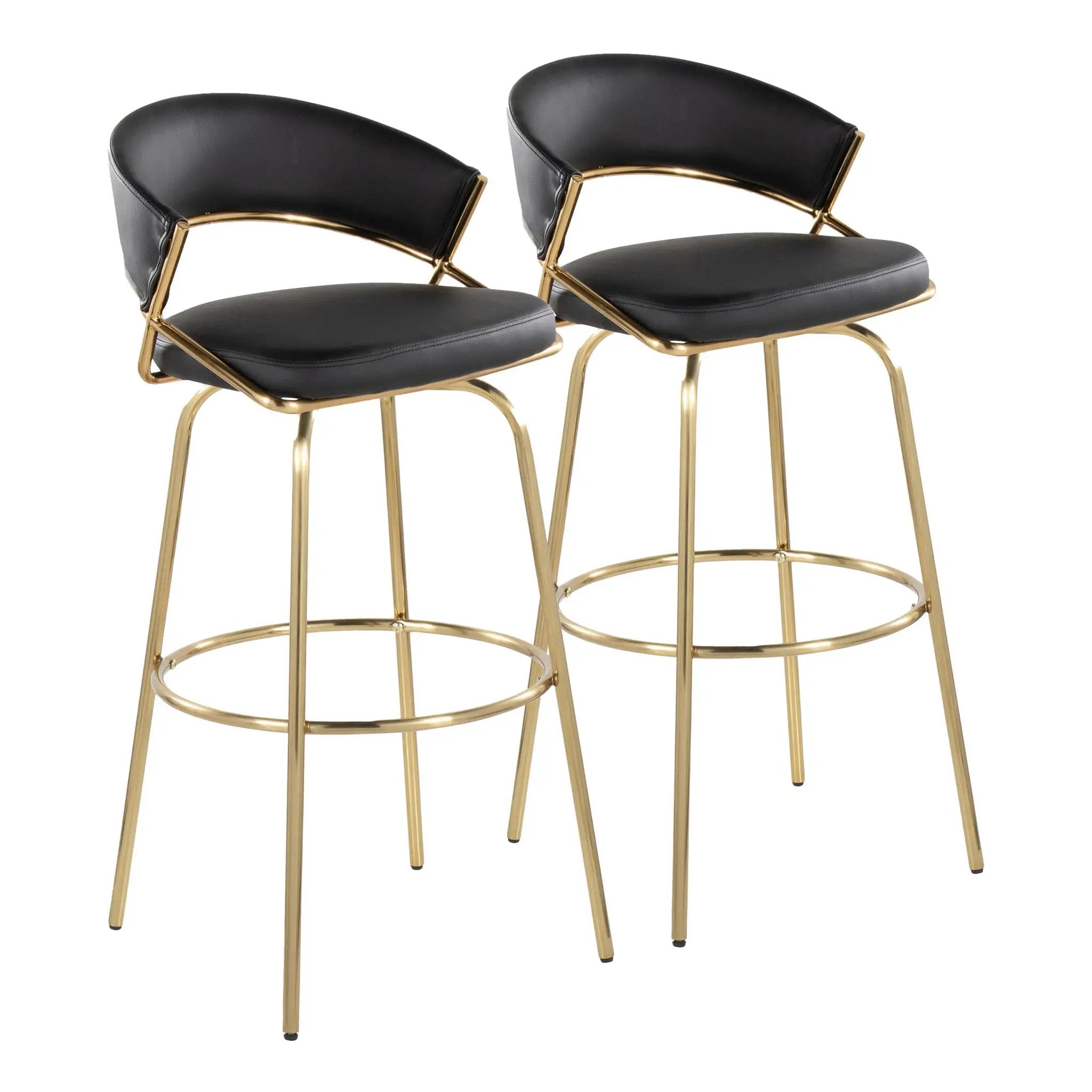 Jie - Fixed Height Contemporary Barstool With Swivel With Round Footrest (Set of 2) by Unique Piece Furniture